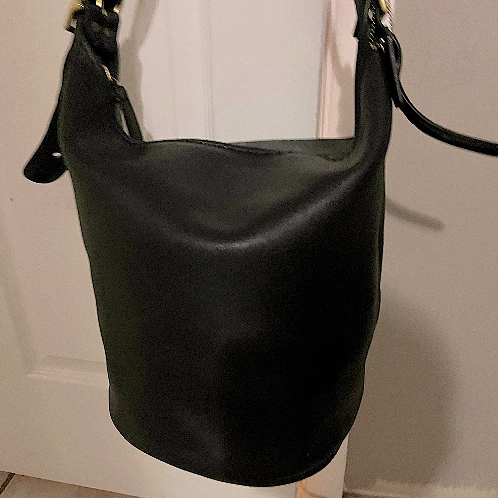 VTG Coach Duffle Sac 9085 Bucket Bag Crossbody Black Leather